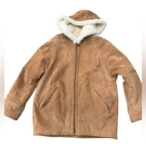 Womens J Percy for Marvin Richards genuine leather coat with faux fur inside Lg